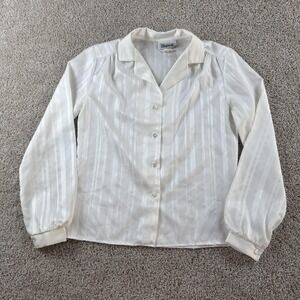 Vintage Rhapsody Button Up Shirt Womens Medium Stripe Satin Collared Long Sleeve